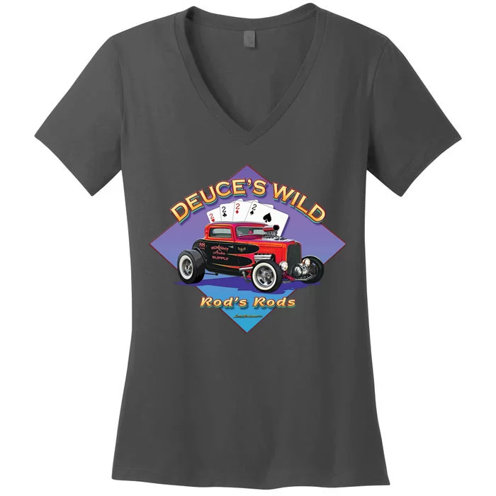 Deuce's Wild Hot Rod Larry Grossman Women's V-Neck T-Shirt