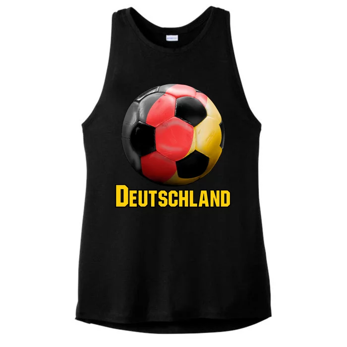 Deutschland German Flag Germany Soccer Style Ladies Tri-Blend Wicking Tank