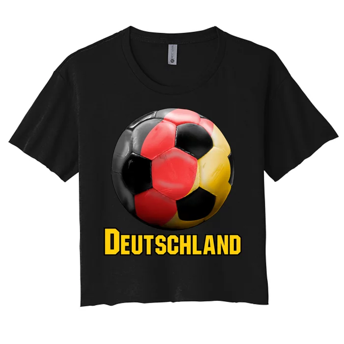 Deutschland German Flag Germany Soccer Style Women's Crop Top Tee