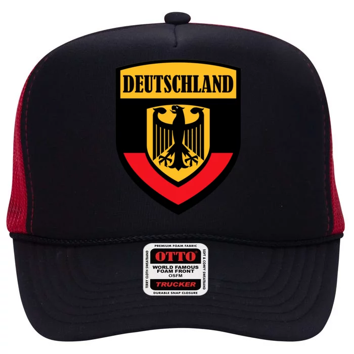 Deutschland Germany Crest High Crown Mesh Trucker Hat