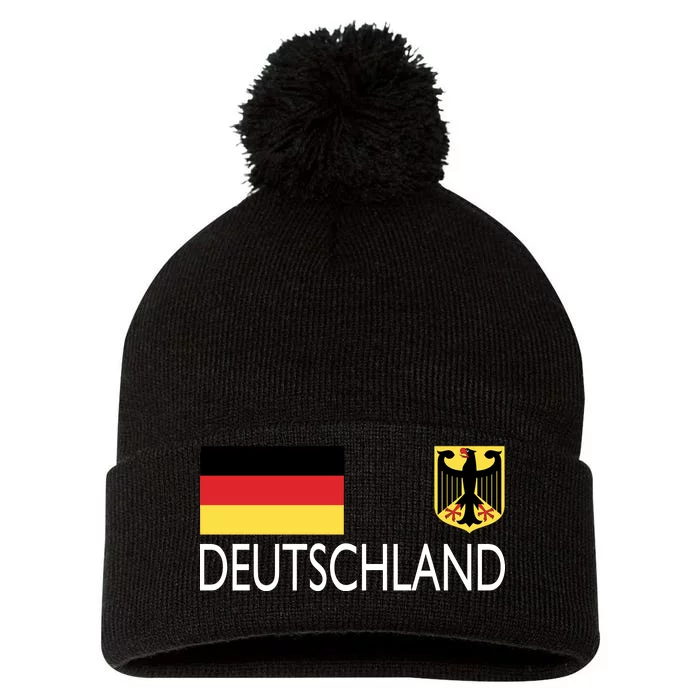 Deutschland Germany Soccer Pom Pom 12in Knit Beanie