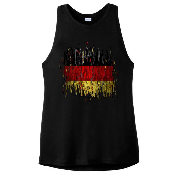 Deutschland Germany Torn German Flag Ladies Tri-Blend Wicking Tank