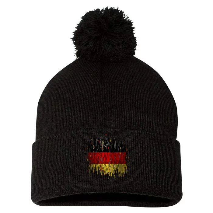 Deutschland Germany Torn German Flag Pom Pom 12in Knit Beanie