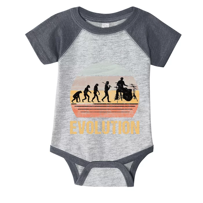 Drummer Evolution Vintage Retro Infant Baby Jersey Bodysuit