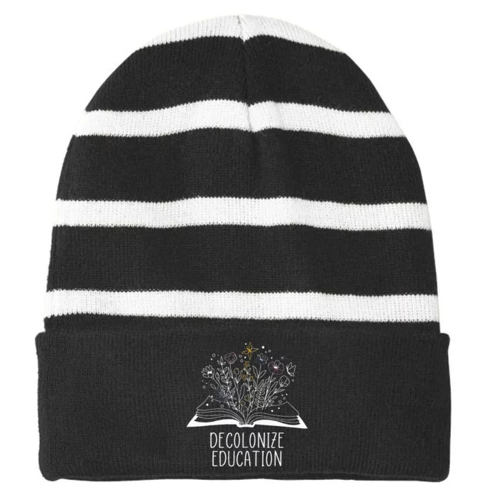 Decolonize Education Wildflower Book Striped Beanie with Solid Band