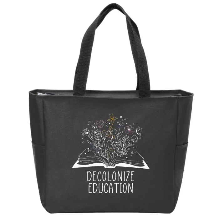 Decolonize Education Wildflower Book Zip Tote Bag