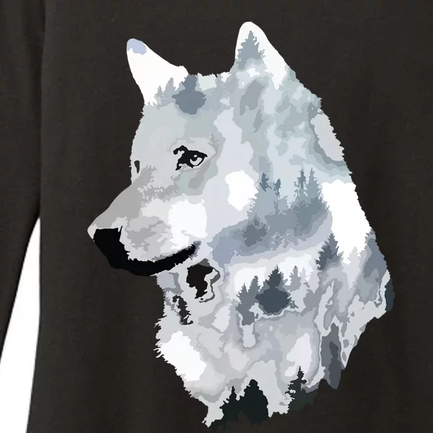 Double Exposure Wolf Wolves Lover Gift Artsy Animal Wildlife Womens CVC Long Sleeve Shirt