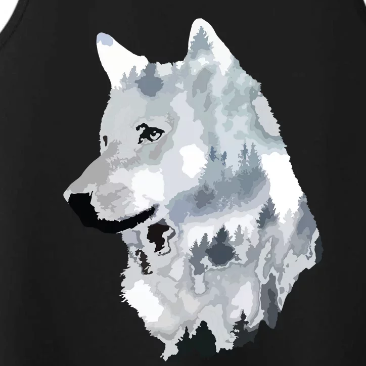 Double Exposure Wolf Wolves Lover Gift Artsy Animal Wildlife Performance Tank