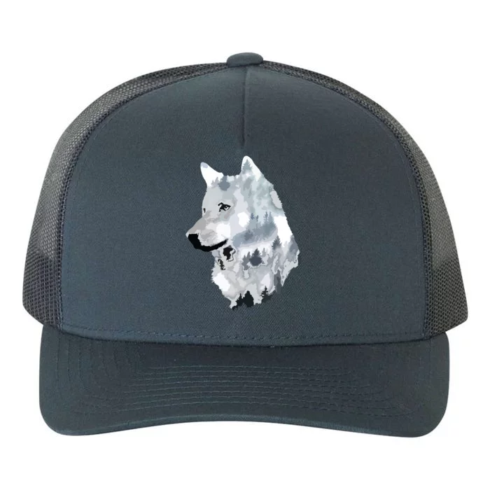 Double Exposure Wolf Wolves Lover Gift Artsy Animal Wildlife Yupoong Adult 5-Panel Trucker Hat