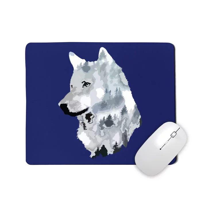 Double Exposure Wolf Wolves Lover Gift Artsy Animal Wildlife Mousepad