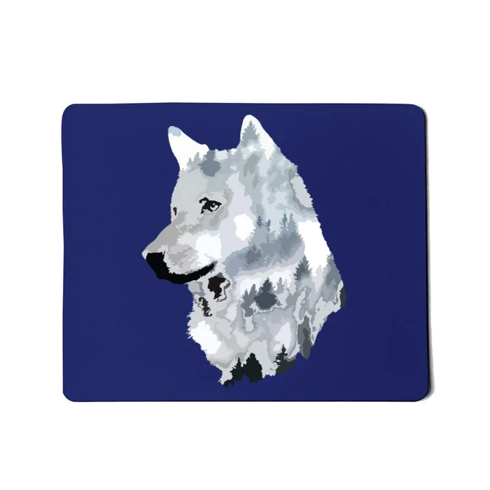 Double Exposure Wolf Wolves Lover Gift Artsy Animal Wildlife Mousepad