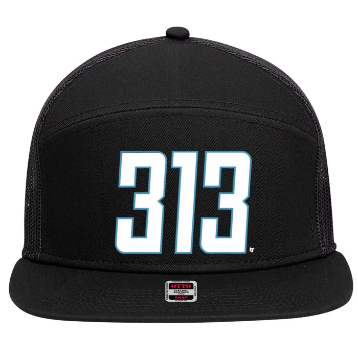 Detroit Football 313 7 Panel Mesh Trucker Snapback Hat