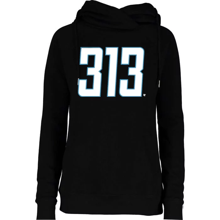 Detroit Football 313 Womens Funnel Neck Pullover Hood