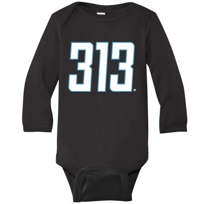 Detroit Football 313 Baby Long Sleeve Bodysuit