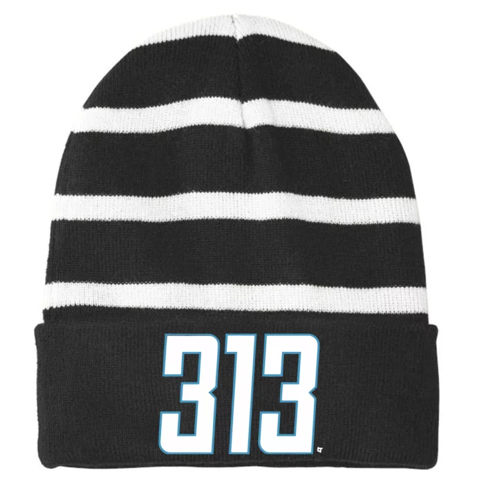 Detroit Football 313 Striped Beanie with Solid Band