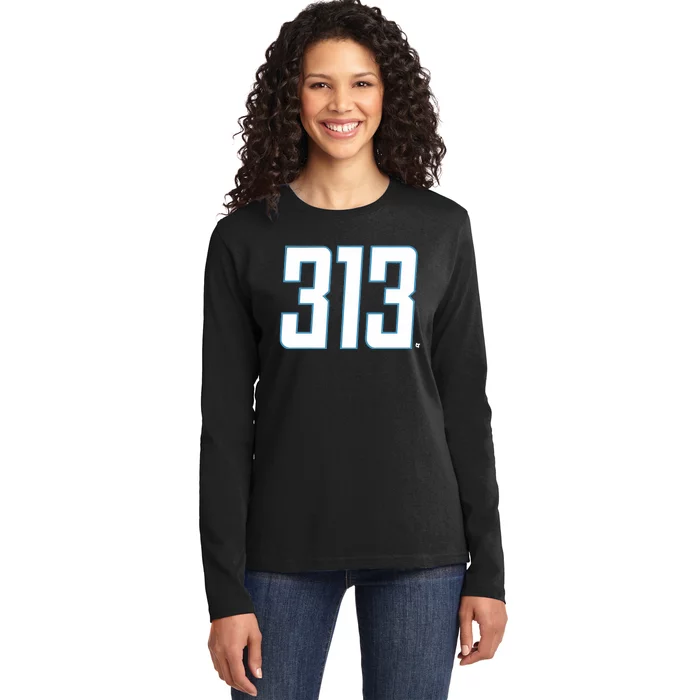 Detroit Football 313 Ladies Long Sleeve Shirt