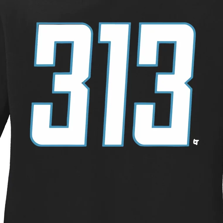 Detroit Football 313 Ladies Long Sleeve Shirt