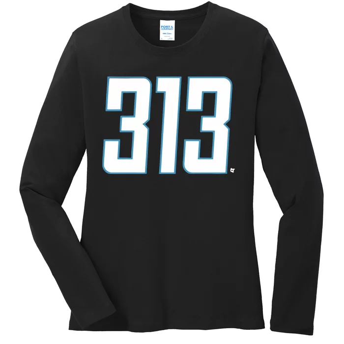 Detroit Football 313 Ladies Long Sleeve Shirt