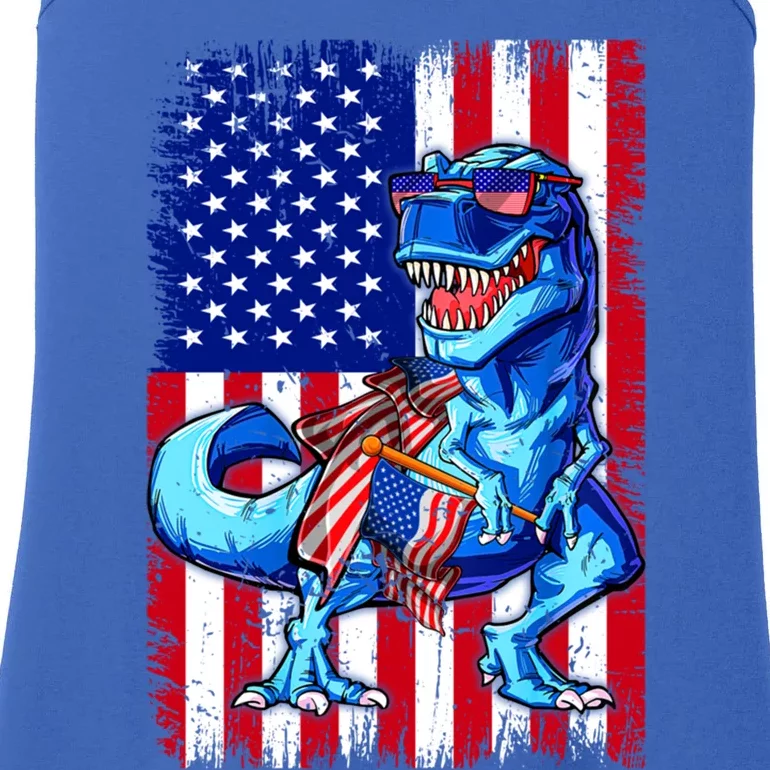 Dinosaurs Funny 4th Of July American Flag T Rex Gift Ladies Essential Tank