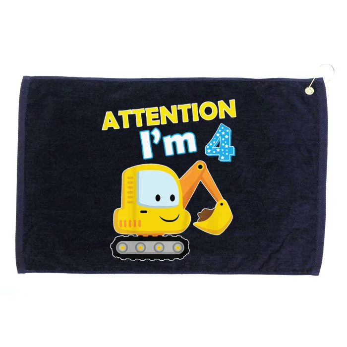 Digger Four 4yr 4th 4 Year Old Birthday Cute Grommeted Golf Towel