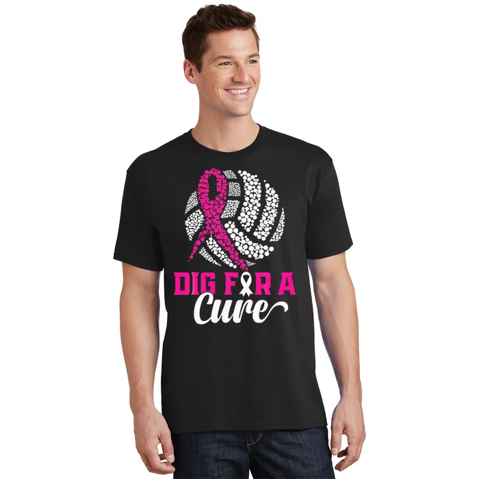 Dig For A Cure Breast Cancer Awareness Volleyball Pink T-Shirt