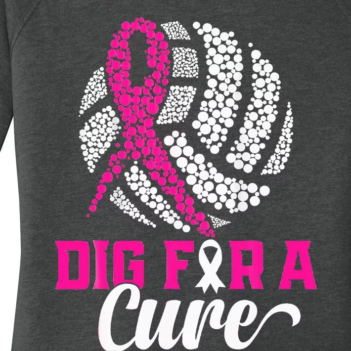 Dig For A Cure Breast Cancer Awareness Volleyball Pink Women's Perfect Tri Tunic Long Sleeve Shirt