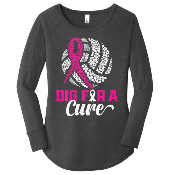 Dig For A Cure Breast Cancer Awareness Volleyball Pink Women's Perfect Tri Tunic Long Sleeve Shirt