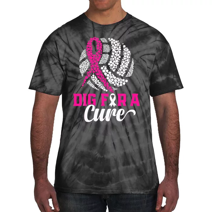 Dig For A Cure Breast Cancer Awareness Volleyball Pink Tie-Dye T-Shirt