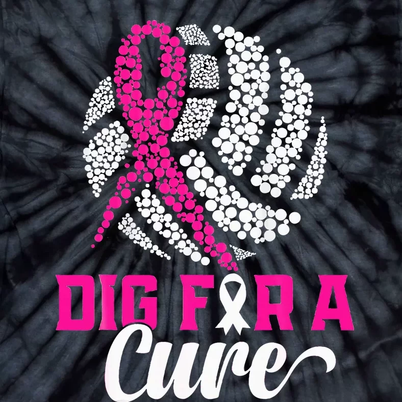 Dig For A Cure Breast Cancer Awareness Volleyball Pink Tie-Dye T-Shirt