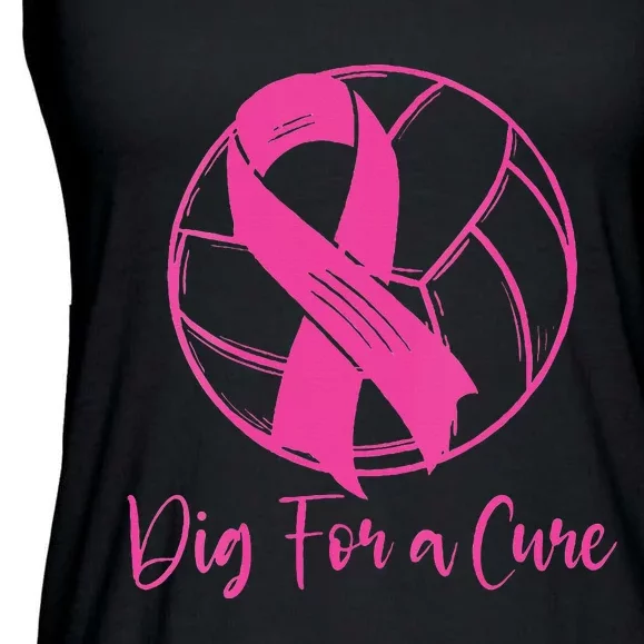 Dig For A Cure Breast Cancer Awareness Volleyball Pink Out Ladies Essential Flowy Tank