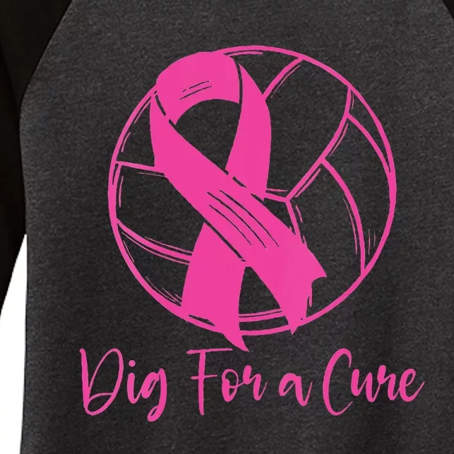 Dig For A Cure Breast Cancer Awareness Volleyball Pink Out Women's Tri-Blend 3/4-Sleeve Raglan Shirt