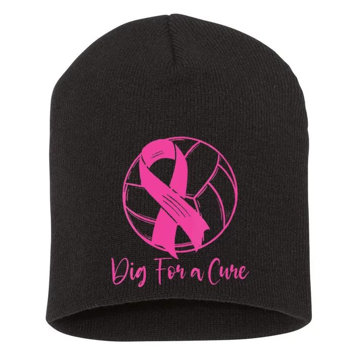 Dig For A Cure Breast Cancer Awareness Volleyball Pink Out Short Acrylic Beanie