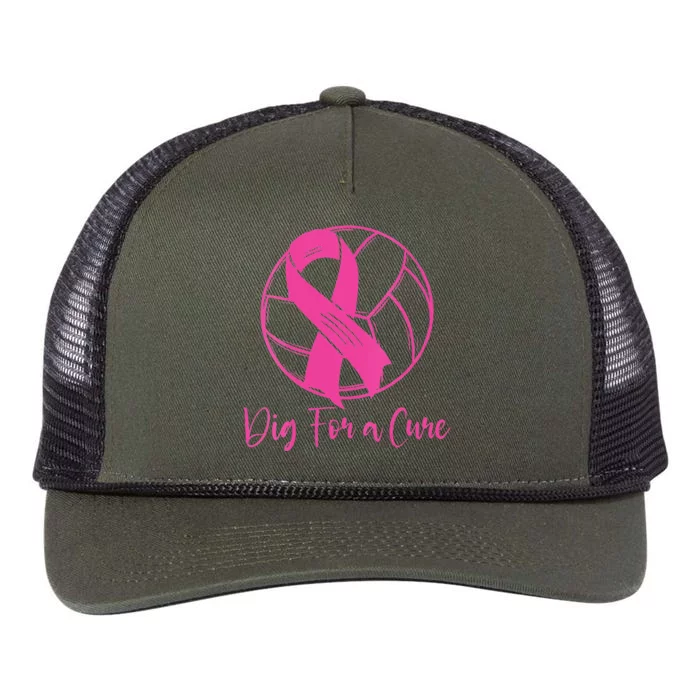 Dig For A Cure Breast Cancer Awareness Volleyball Pink Out Retro Rope Trucker Hat Cap