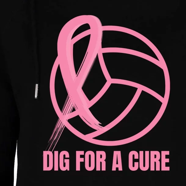 Dig For A Cure Breast Cancer Awareness Volleyball Pink Out Womens Funnel Neck Pullover Hood