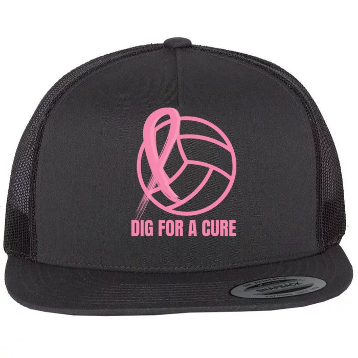 Dig For A Cure Breast Cancer Awareness Volleyball Pink Out Flat Bill Trucker Hat