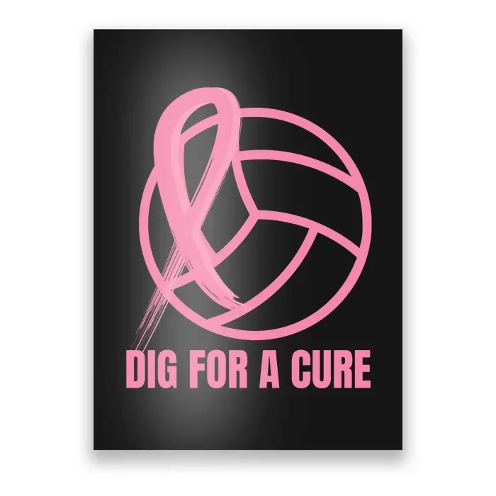 Dig For A Cure Breast Cancer Awareness Volleyball Pink Out Poster