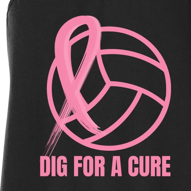 Dig For A Cure Breast Cancer Awareness Volleyball Pink Out Women's Racerback Tank