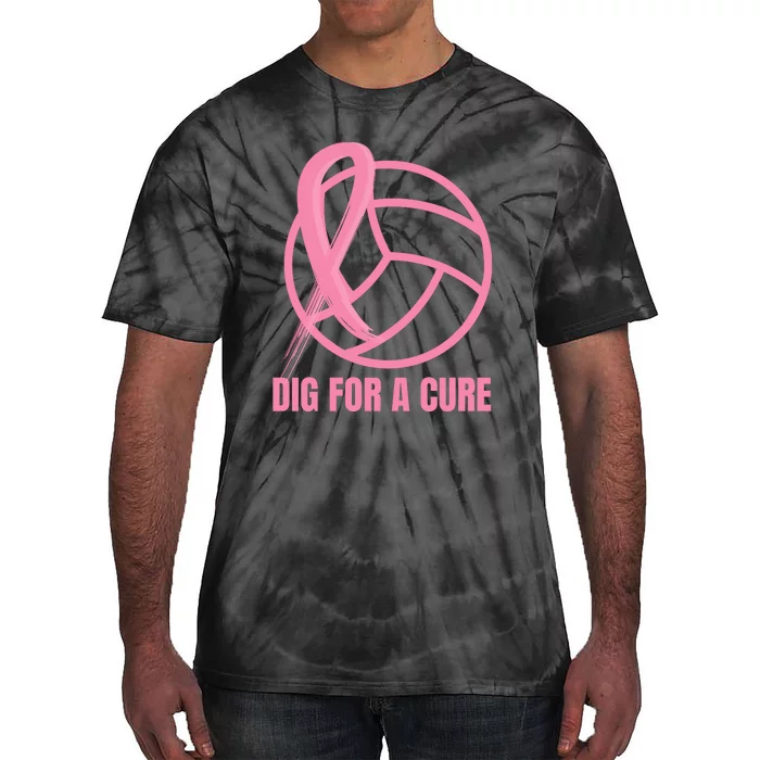 Dig For A Cure Breast Cancer Awareness Volleyball Pink Out Tie-Dye T-Shirt