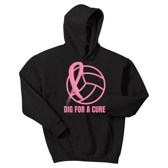 Dig For A Cure Breast Cancer Awareness Volleyball Pink Out Kids Hoodie