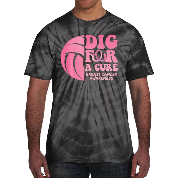 Dig For A Cure Breast Cancer Awareness Volleyball Team Tie-Dye T-Shirt