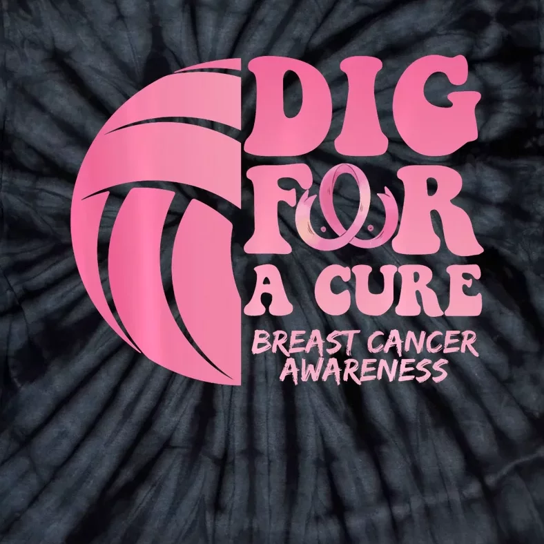 Dig For A Cure Breast Cancer Awareness Volleyball Team Tie-Dye T-Shirt