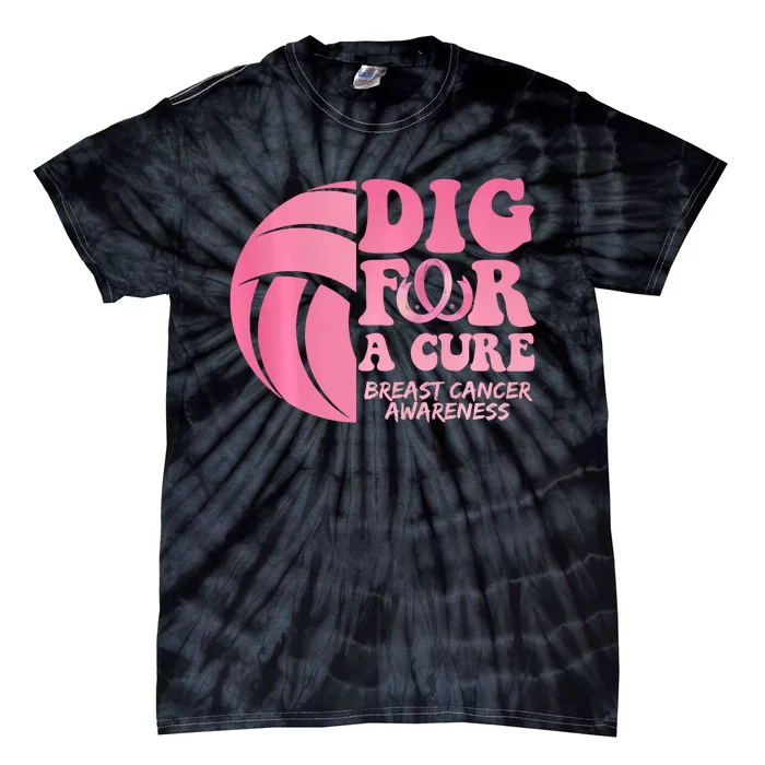 Dig For A Cure Breast Cancer Awareness Volleyball Team Tie-Dye T-Shirt