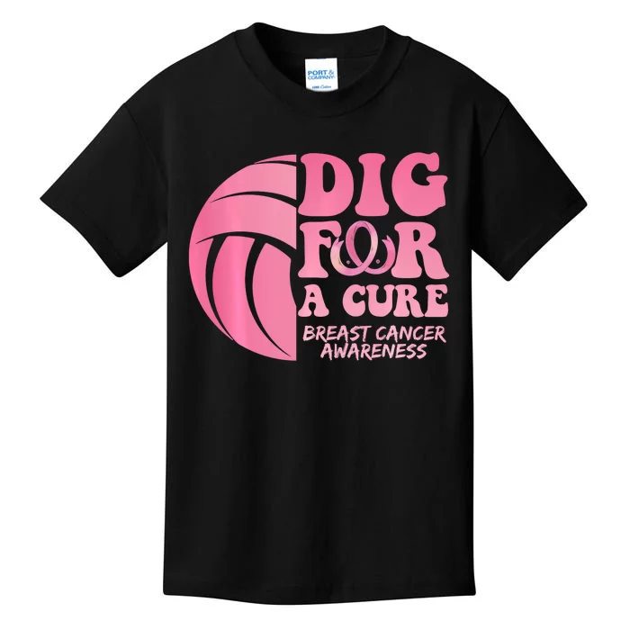 Dig For A Cure Breast Cancer Awareness Volleyball Team Kids T-Shirt