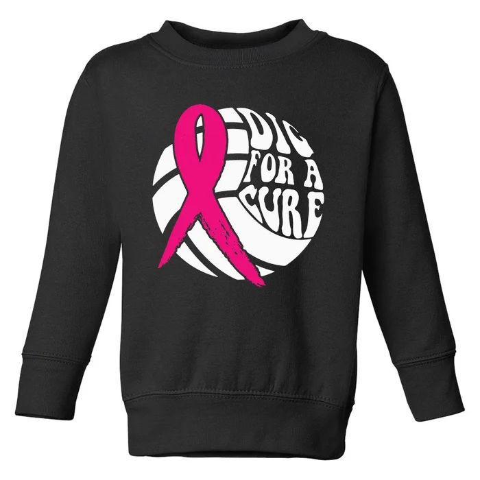 Dig For A Cure Breast Cancer Awareness Volleyball Pink Out Toddler Sweatshirt