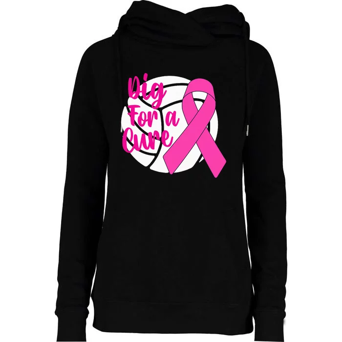 Dig For A Cure Breast Cancer Awareness Volleyball Womens Funnel Neck Pullover Hood