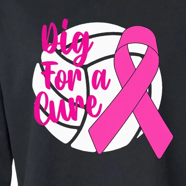 Dig For A Cure Breast Cancer Awareness Volleyball Cropped Pullover Crew