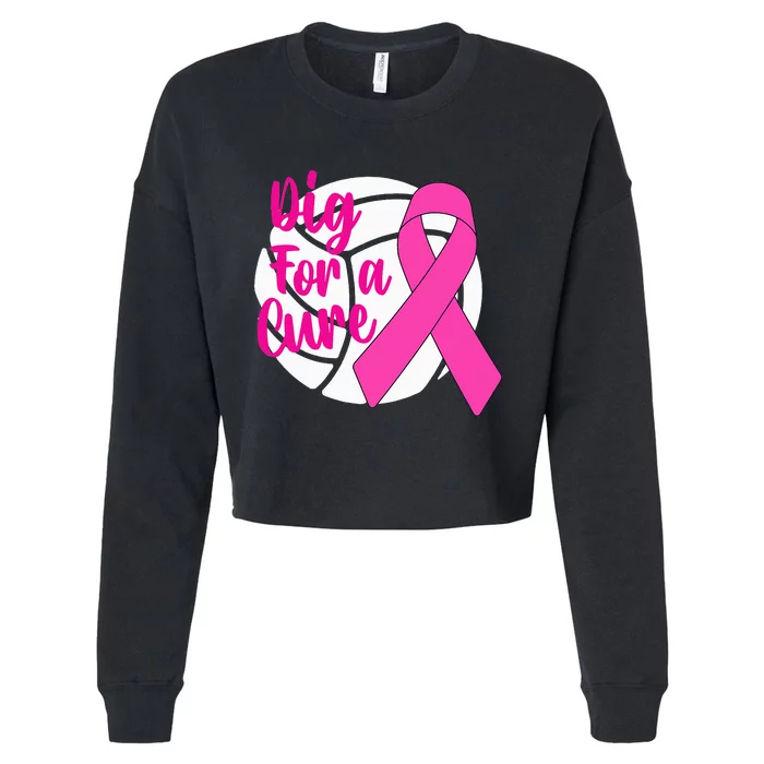 Dig For A Cure Breast Cancer Awareness Volleyball Cropped Pullover Crew