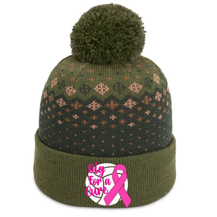 Dig For A Cure Breast Cancer Awareness Volleyball The Baniff Cuffed Pom Beanie