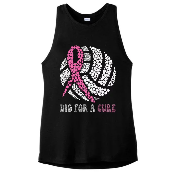 Dig For A Cure Breast Cancer Awareness Volleyball Pink Out Ladies Tri-Blend Wicking Tank