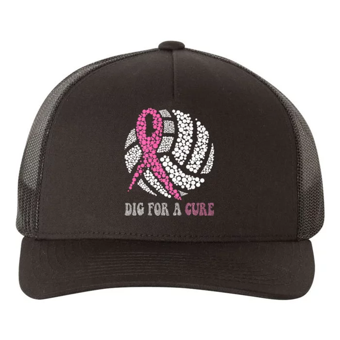 Dig For A Cure Breast Cancer Awareness Volleyball Pink Out Yupoong Adult 5-Panel Trucker Hat